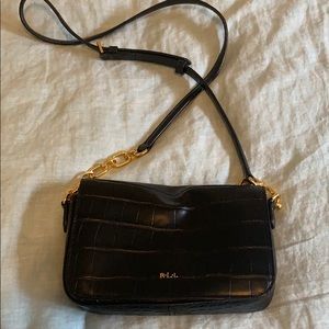 Ralph Lauren Black Cross Body Leather Bag